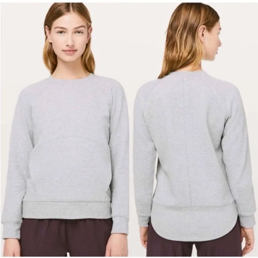 Lululemon Catch A Moment Crew Sweatshirt Size 4 Heathered Core Light Grey